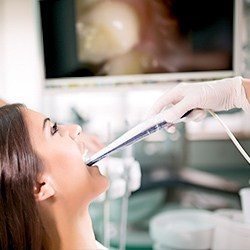 Patient receiving intraoral images