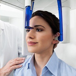 Woman receiving CT Cone beam scan