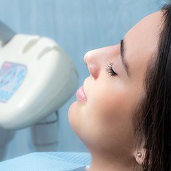 Relaxed woman in dental chair